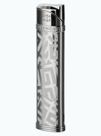 Зажигалка газовая Givenchy G28 Dia Silver Shiny & White 4G Logo GV G28-2010