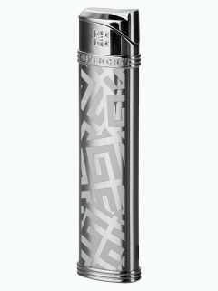 Зажигалка газовая Givenchy G28 Dia Silver Shiny & White 4G Logo GV G28-2010