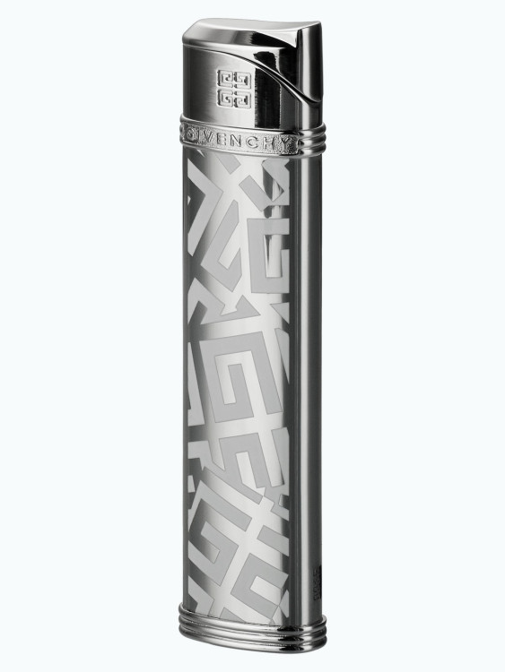 Зажигалка газовая Givenchy G28 Dia Silver Shiny & White 4G Logo GV G28-2010