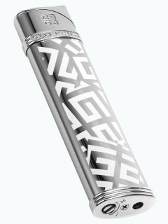 Зажигалка газовая Givenchy G28 Dia Silver Shiny & White 4G Logo GV G28-2010