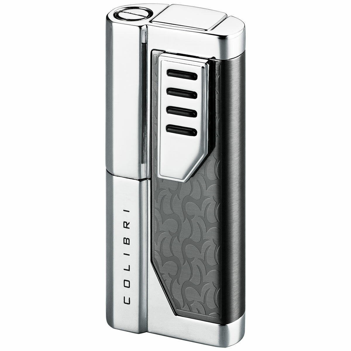 CB QTR-951101E | Зажигалка Colibri Oscar 2 Gunmetal Tattoo & Polished  Silver в магазине Покетфлейм.ру