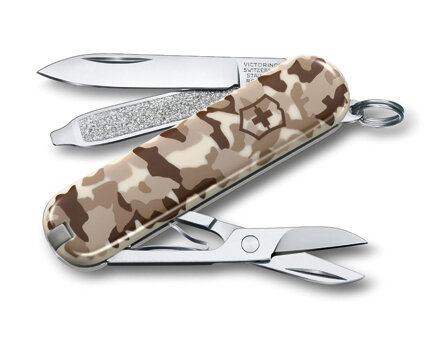 Нож Victorinox Classic камуфляж пустыни, 0.6223.941, 58 мм, 7 функций, камуфляж.