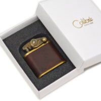 Зажигалка бензиновая Colibri One hand oil lighter brass barrel brown leather, CB 308-0055