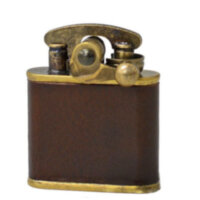 Зажигалка бензиновая Colibri One hand oil lighter brass barrel brown leather, CB 308-0055