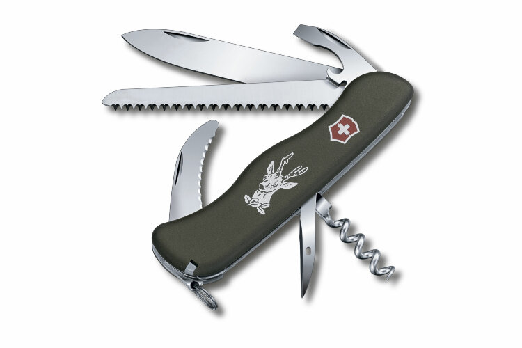 Нож Victorinox Hunter, 0.8873.4, 111 мм, 13 функций, зеленый.