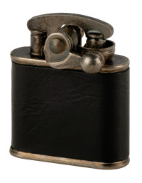 Зажигалка бензиновая Colibri One hand oil lighter nickel barrel black leather, CB 308-0054