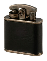 Зажигалка бензиновая Colibri One hand oil lighter nickel barrel black leather, CB 308-0054
