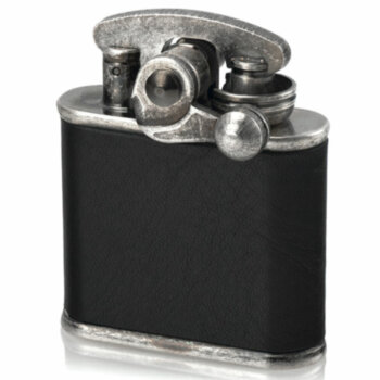 Зажигалка бензиновая Colibri One hand oil lighter nickel barrel black leather, CB 308-0032