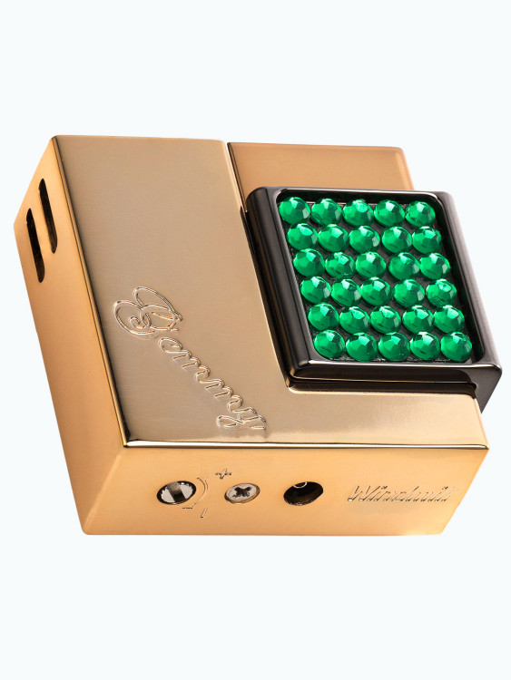 Зажигалка газовая Windmill GEMMY Crystal Gold Polich/Crystal Emerald WM W07-1004