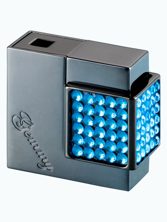 Зажигалка газовая Windmill GEMMY Crystal Gunmetal Polich/Crystal Aquamarin WM W07-1002