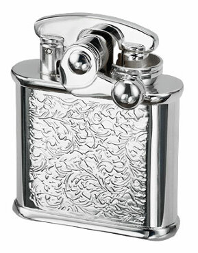 Зажигалка бензиновая Colibri One hand oil lighter silver arabesque, CB 308-0023