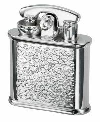 Зажигалка бензиновая Colibri One hand oil lighter silver arabesque, CB 308-0023