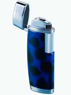 Зажигалка газовая Windmill MF-76 Oval Shape Flint Black Chrome Blue Marble Lacquer WM M76-0005