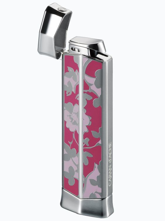 Зажигалка газовая Caran d'Ache CD 02 Rhodium Flower Pink CD02-2004