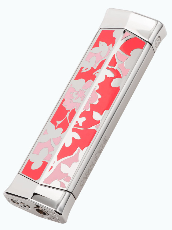 Зажигалка газовая Caran d'Ache CD 02 Rhodium Flower Pink CD02-2004