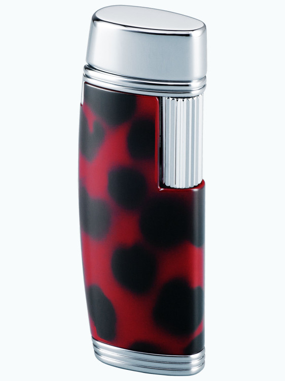 Зажигалка газовая Windmill MF-76 Oval Shape Flint Black Chrome Red Marble Lacquer WM M76-0004