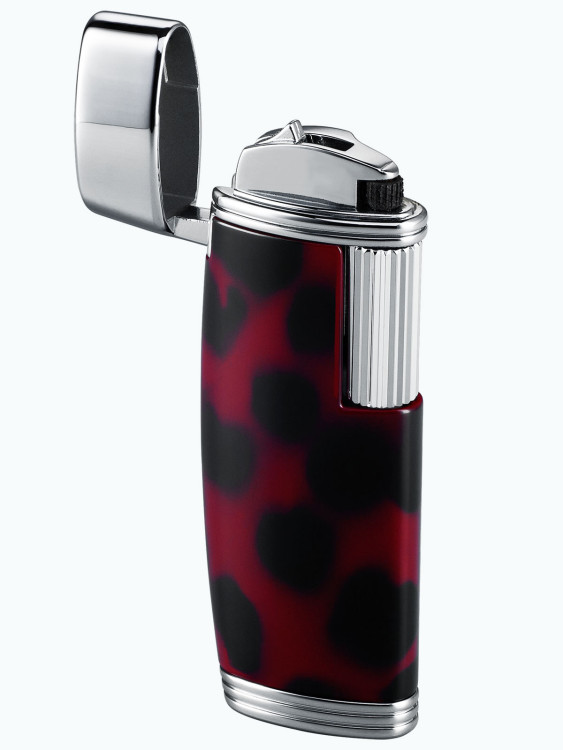 Зажигалка газовая Windmill MF-76 Oval Shape Flint Black Chrome Red Marble Lacquer WM M76-0004