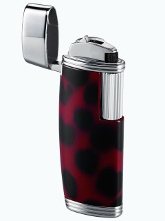 Зажигалка газовая Windmill MF-76 Oval Shape Flint Black Chrome Red Marble Lacquer WM M76-0004