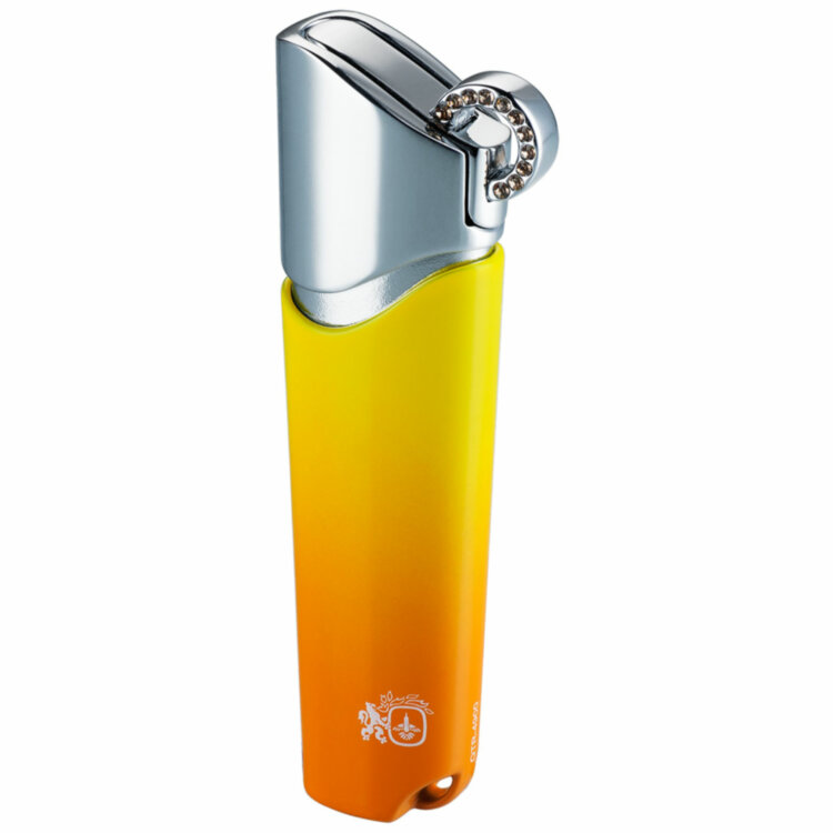 Зажигалка газовая Colibri Cosmopolitain Gradient Orange Lacquer & Orange Crystals