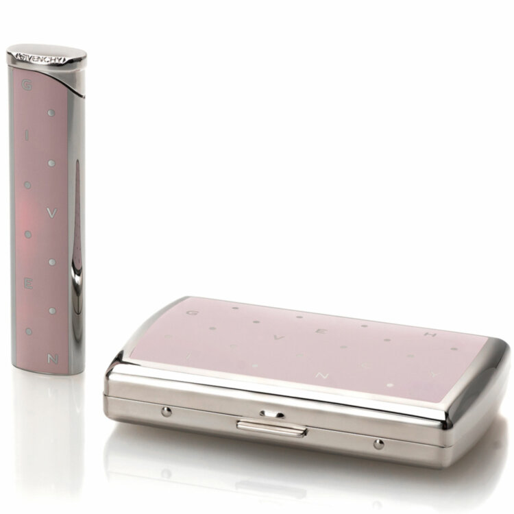 Набор: зажигалка и портсигар Givenchy Подарочные наборы Polka Dots Pink, Dia Silver, GV GC3-0005/G3254