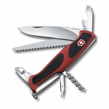 Нож Victorinox RangerGrip 55, 0.9563.C, 130 мм, 12 функций, красный.