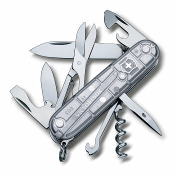 Нож Victorinox Climber полупрозрачный серебристый, 1.3703.T7, 91 мм, 14 функций, серебристый.