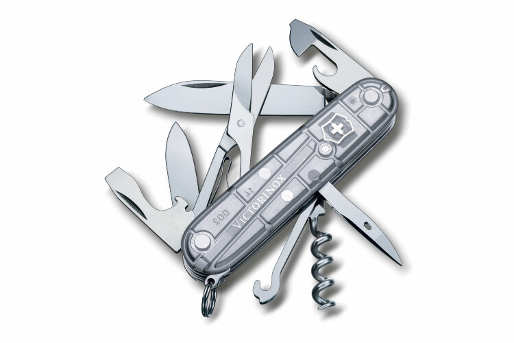 Нож Victorinox Climber полупрозрачный серебристый, 1.3703.T7, 91 мм, 14 функций, серебристый.